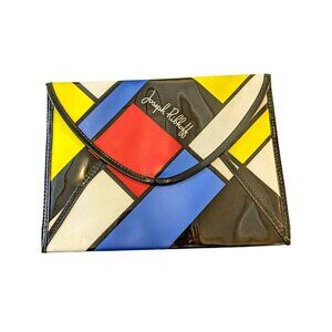 Vintage Joseph Ribkoff Color Block Clutch Purse Vinyl Red Yellow Blue White Y2K